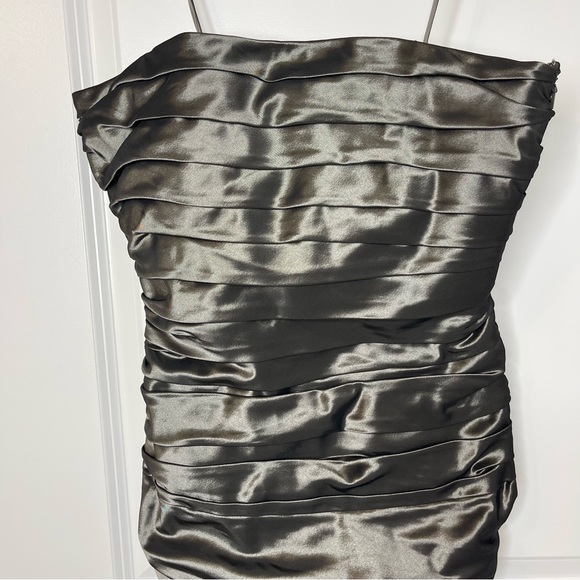 Ralph Lauren Black Label Y2K Vintage Corset Silk Mini Strapless Dress Sz 4 Gray - Picture 4 of 13